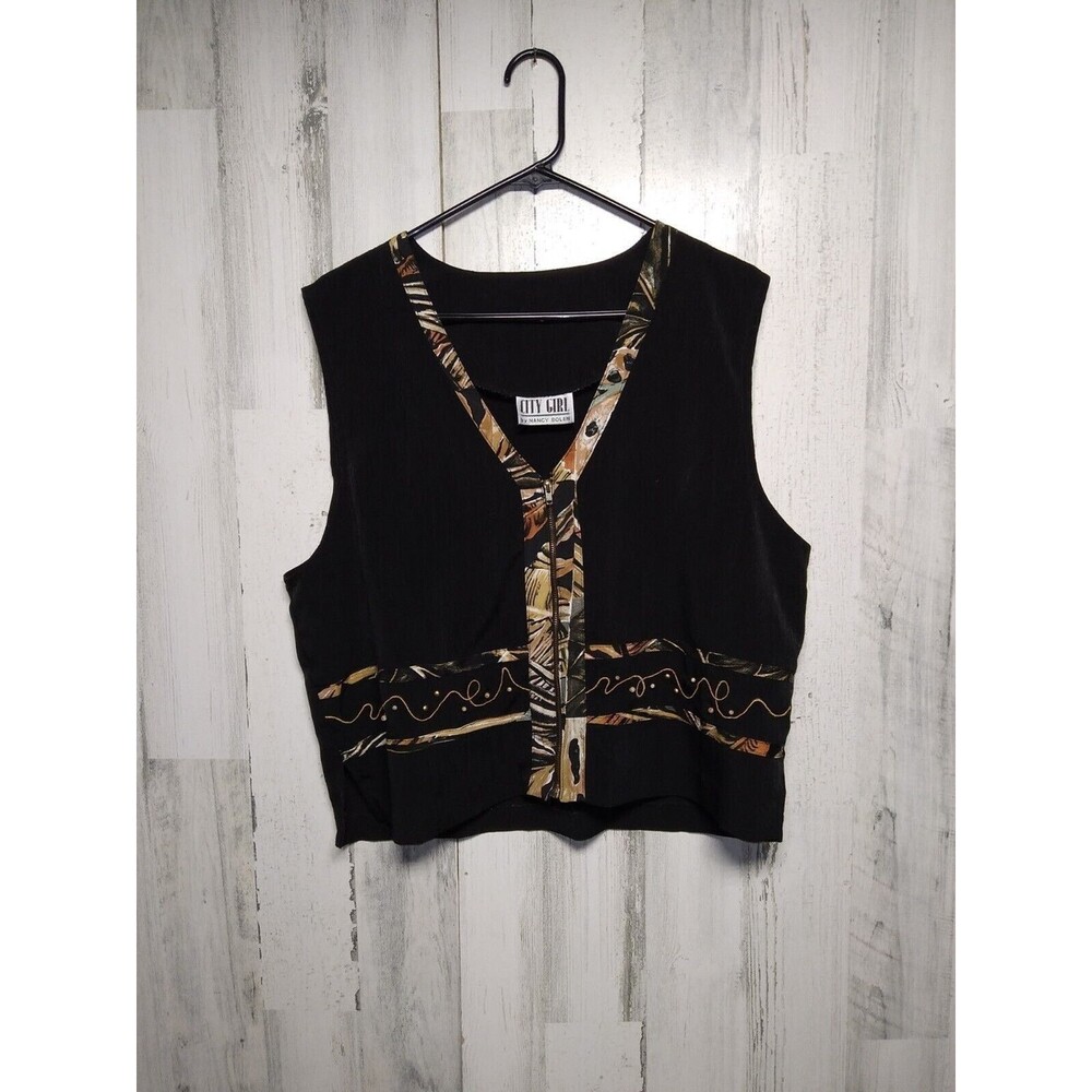 City Girl By Nancy Bolen Beaded Zip Up Vest Size 14
